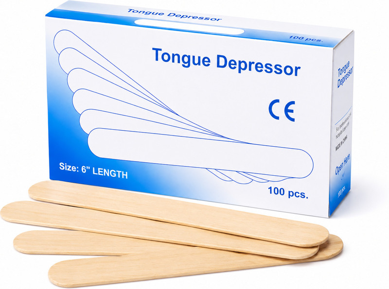 PLEXAL Wooden Tongue Depressor Sticks 6 Inch Disposable Medical Spatulas (Pack of 100) Hand Held Retractor(Dental)
