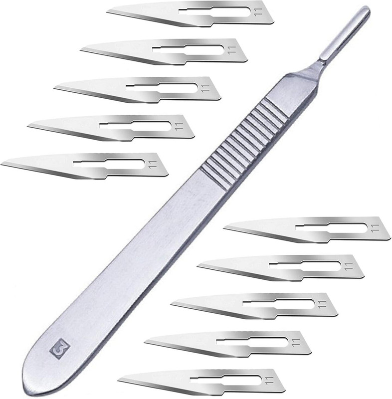 ALEXERA HEALTHCARE Surgical Blade Scalpel Blade no.11- (10 pcs) with stainless steel BP handle no.3 Surgical Scalpel(Pack of 10)