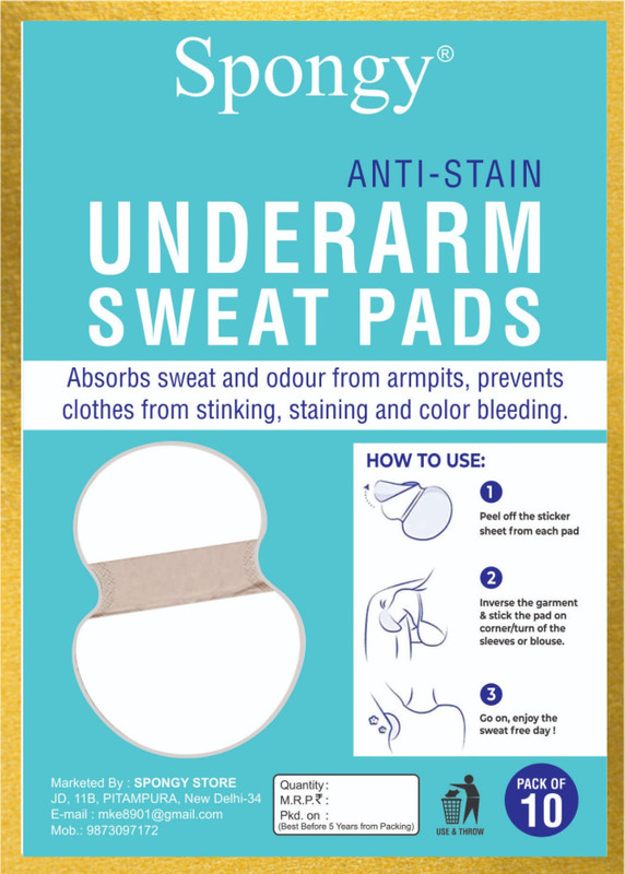 Spongy Disposable Underarm Sweat Pads 10 for Women & Men, Folded, Sweat Absorbent Sweat Pads