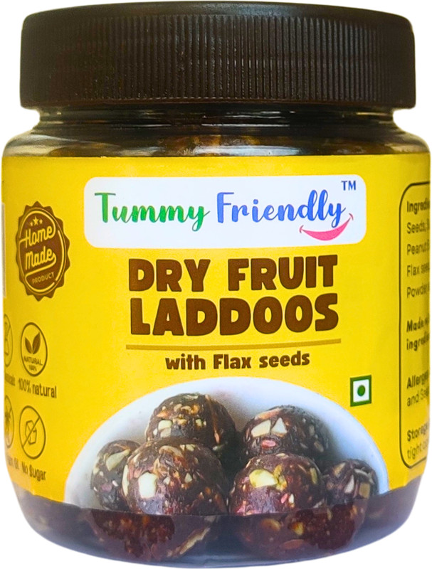 TummyFriendly Foods Dry Fruit Laddus with FlaxSeeds. Healthy Snacks for Kids and Adults Pouch(300 g)