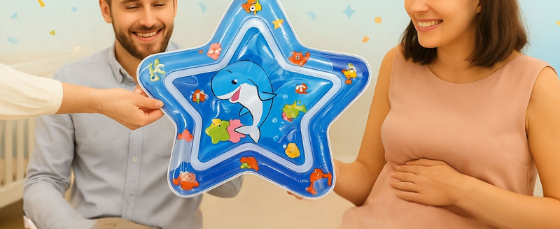 Bellveen Baby Star Shape Water Play Mat Toys Inflatable Tummy Time Swim Floatation Belt