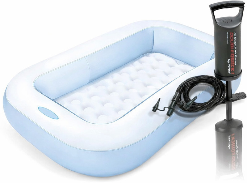 Braintastic Intex Kids Inflatable Rectangular Pool + Air Pump (Sky Blue) Swim Floatation Belt