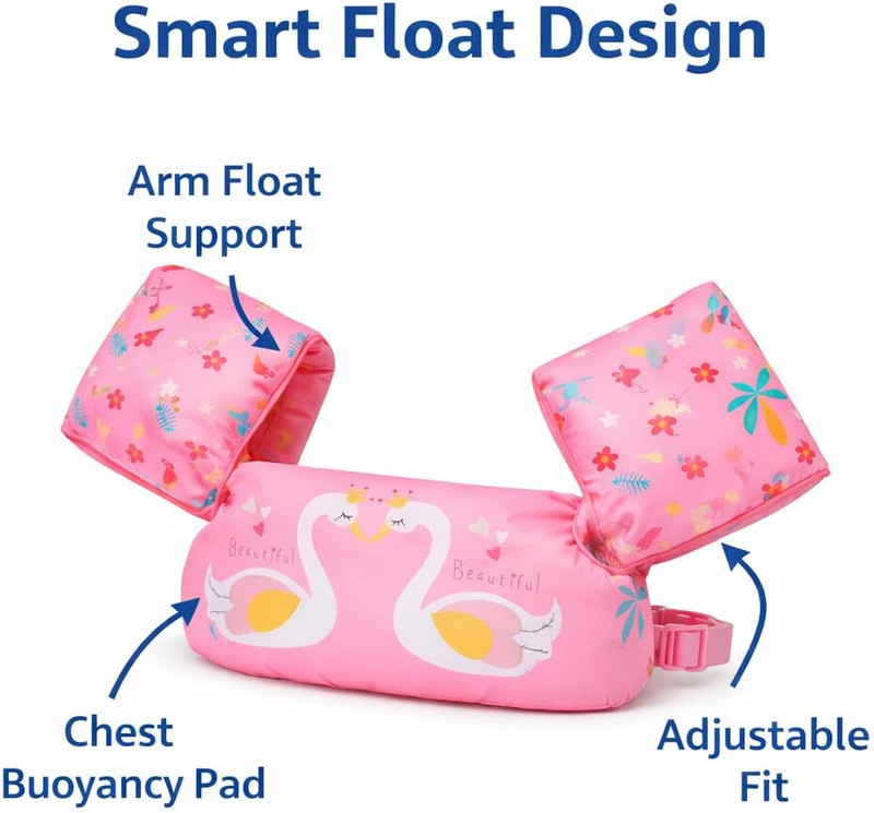Jinish Kids Swimming Trainer Vest with Arm Bands, Float Jacket for Boys & Girls 2-6 Years (10-25kg) | Adjustable Float Vest for Swimming Training | Baby Pool Safety Life Jacket for Beach & Pool Swim Floatation Belt