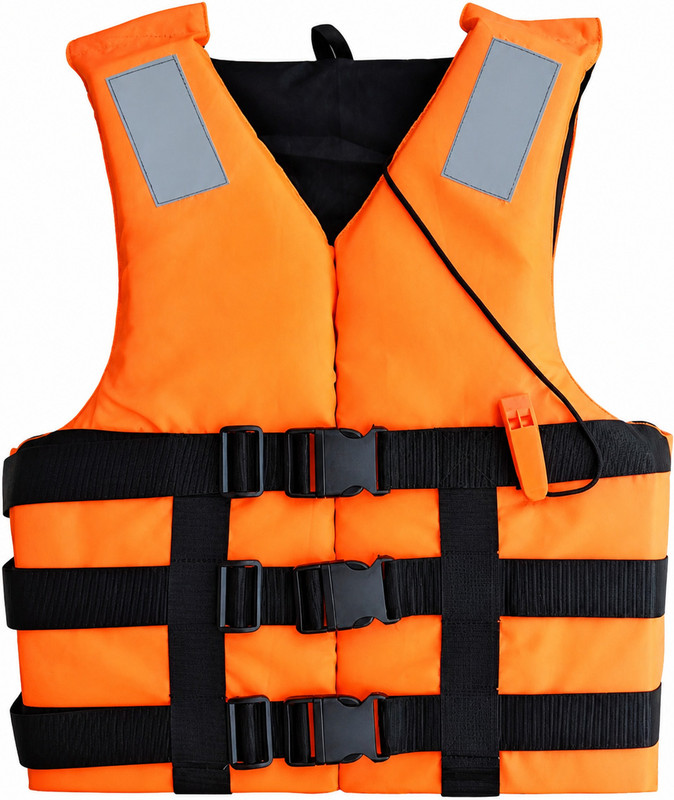 Seamaster A. SHARIF Life Jacket for Adults with Whistle & Crotch Strap | Buoyancy Aid for Swimming, Boating, Water Sports | 55–90 Kg | Neon Orange Swim Floatation Belt