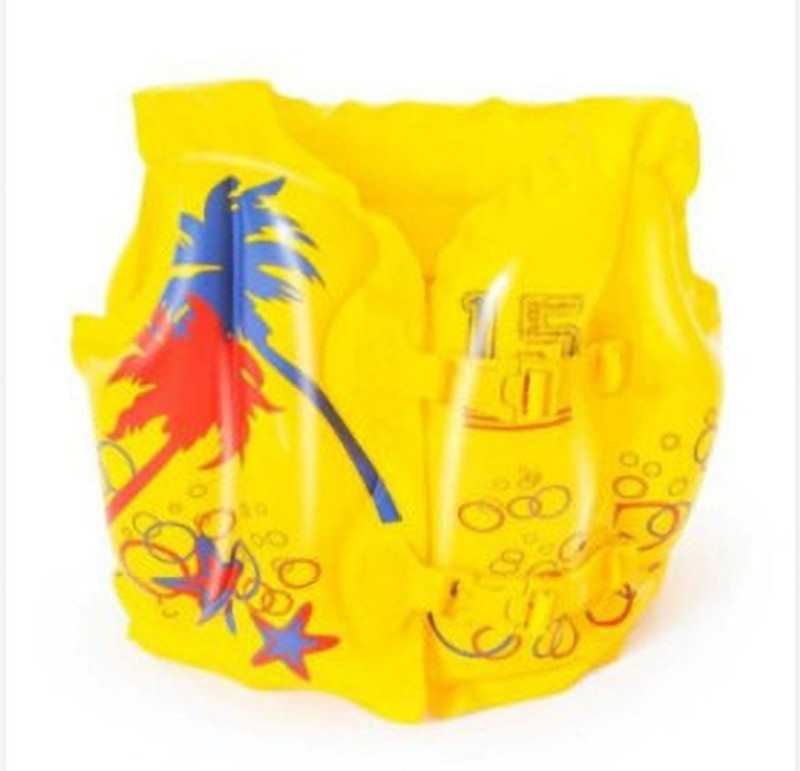 HornFlow Inflatable (IND*97) Tropical-Print Swim Vest Yellow Swim Floatation Belt