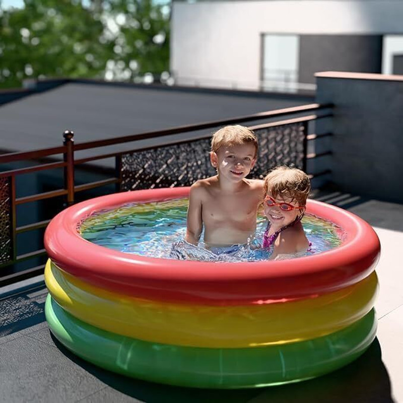 Lifelong Swimming Pool for Kids | Inflatable Sunset Glow Round Colourful Ring Baby Pool Portable Baby Bath tub | 0-5 Years | Indoor & Outdoor Swimming Pool for Kids (MultiColor) Swim Floatation Belt