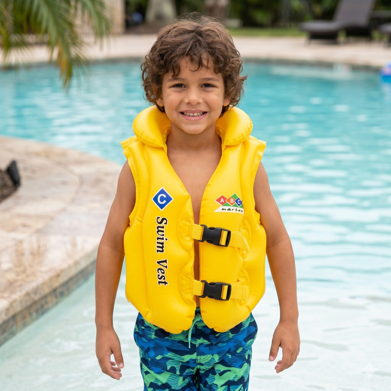 Shreedhar Impex Inflatable Swim Jacket for Kids - Ergonomic Neck Support Life Vest Swim Floatation Belt