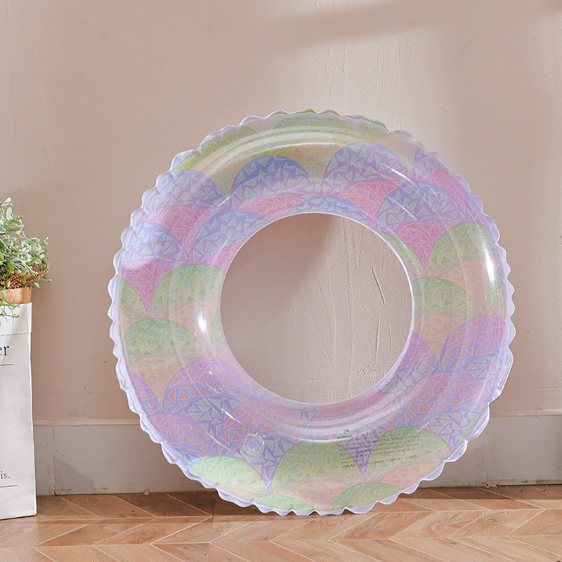 SYGA Pastel Geometric Inflatable Swim Ring – Durable and Safe PVC Pool Float with Colorful Pattern Suitable for Kids 5-9 Years Swim Floatation Belt
