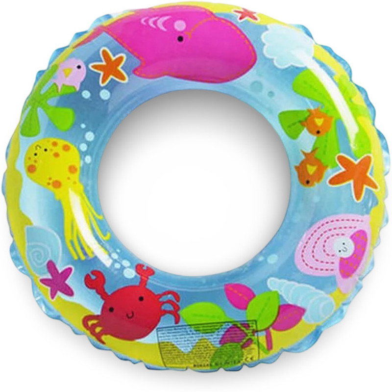 KidZeeNie Fish Print Inflatable Swimming Ring for Toddlers | Cute Anti-Flip Water Safety Baby Floater |Swim Float for Kids | Durable Multicolour PVC Tube for Pool, Beach & Summer Fun Swim Floatation Belt