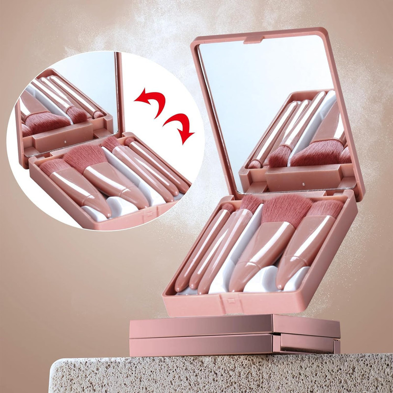 Nightstar Pink mini makeup brushes Travel cosmetic kit Portable Compact Brown size Mini Pocket-size Cosmetic Small Swim Floatation Belt