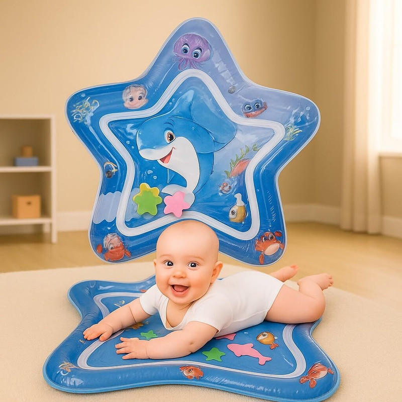 Breewell Water Mat for Babies Star Shape Mat with Floating Water Toys Swim Floatation Belt