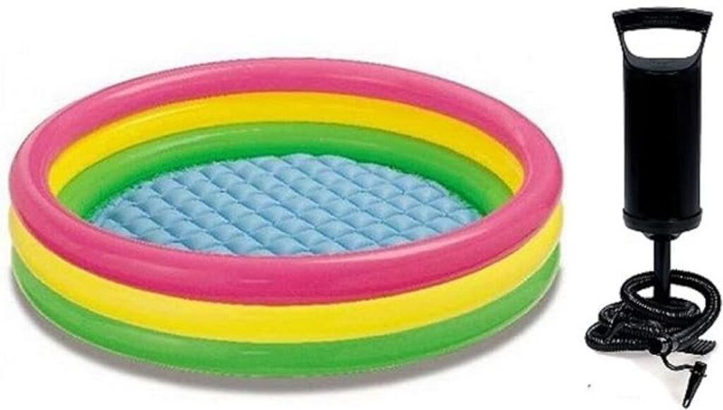 Braintastic Inflatable Rectangular Kids Pool-NP57403 with Soft Base, Light Blue Swim Floatation Belt