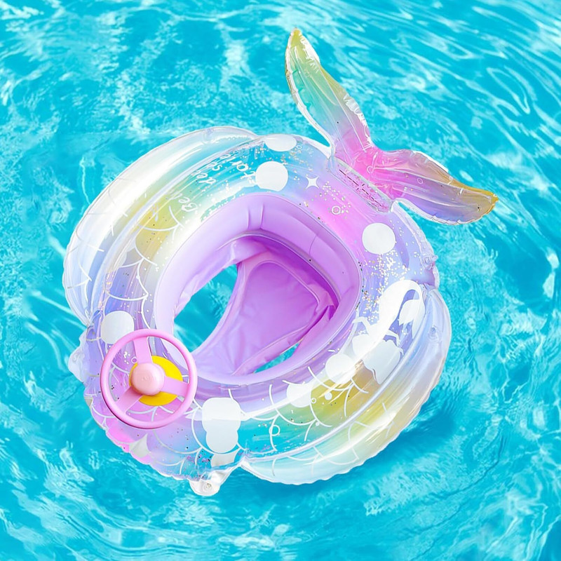 Deoxys Kids Pool Float with Safty Seat Inflatable Baby Swim Floatie Toddler Pool Swimming Ring Ply Water Tools Toy Kart for Age 12months - 5 Years olds Swim Floatation Belt