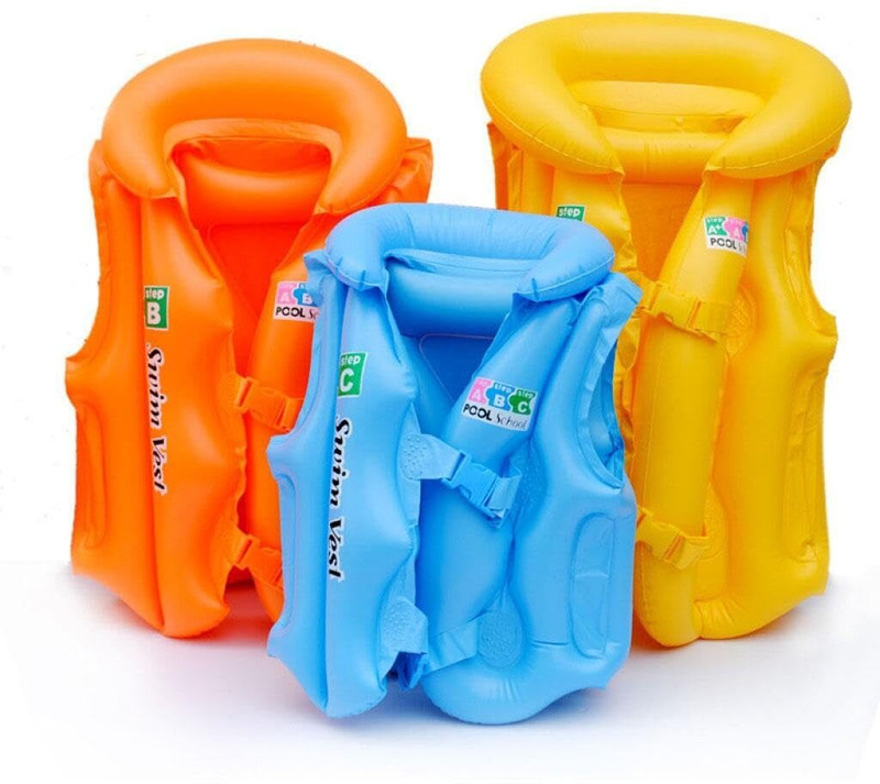 RINMAY Pool School Kids Inflatable Swim Vest with Double Safety Buckle & Backrest Design | Non-Toxic PVC | Age 5-8 Years | Swim Floatation Belt