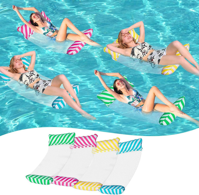 Bonsly Inflatable Pool Floats Water Hammock, 4-in-1 Pool Inflatable Floating Bed Swim Floatation Belt
