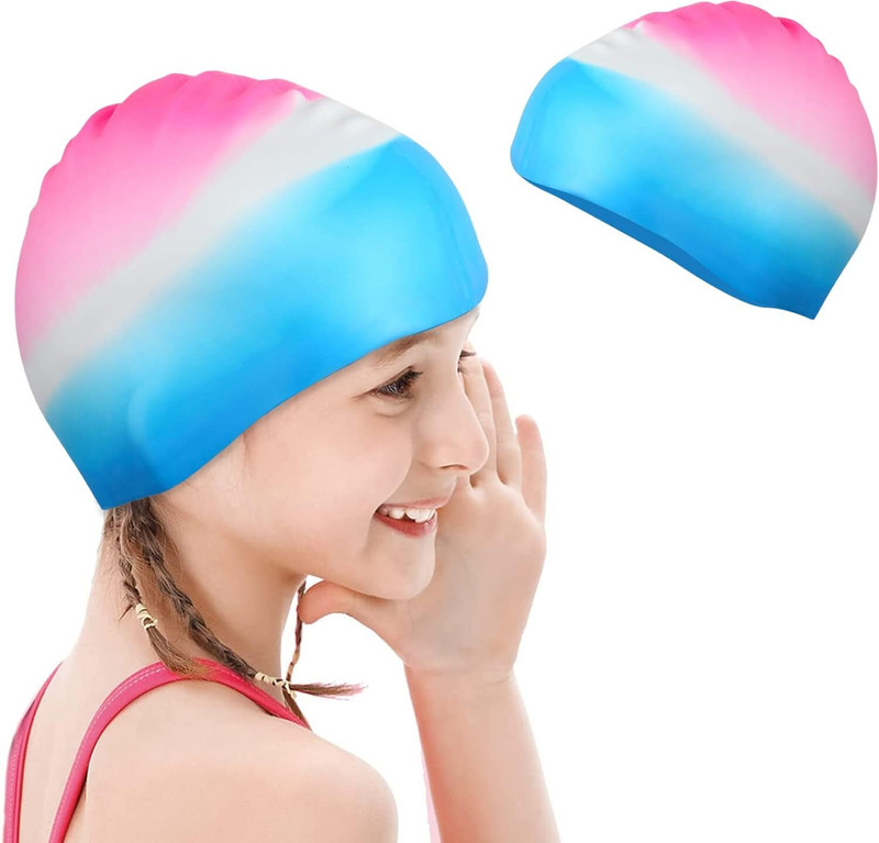 DreamPalace India Swimming Caps Non-Slip for Long Hair Silicone Swimming Caps for Men & Women Swimming Cap(Multicolor, Pack of 1)