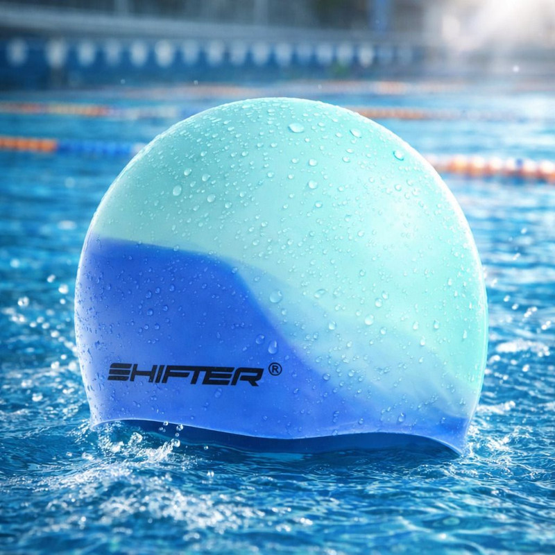 SHIFTER Swimming Cap For Men Women Kids Premium Soft Stretchable Silicone Swimming Cap(Multicolor, Pack of 1)