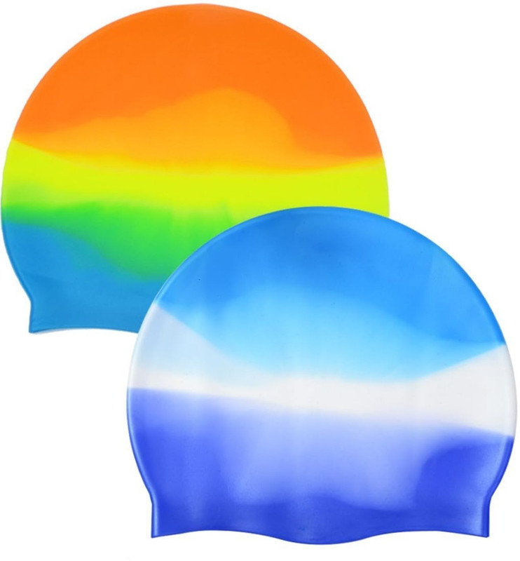 ZOAZR Silicone Swimming Cap, Swim Hat for Men and Women Swimming Cap(Multicolor, Pack of 2)