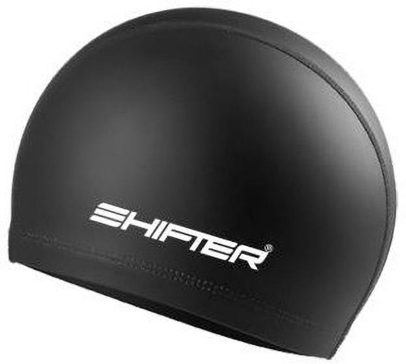 SHIFTER SWIMMING CAP FREE SIZE FOR MEN WOMEN KIDS BOYS GIRLS PREMIUM SILICONE Swimming Cap(Black, Pack of 1)