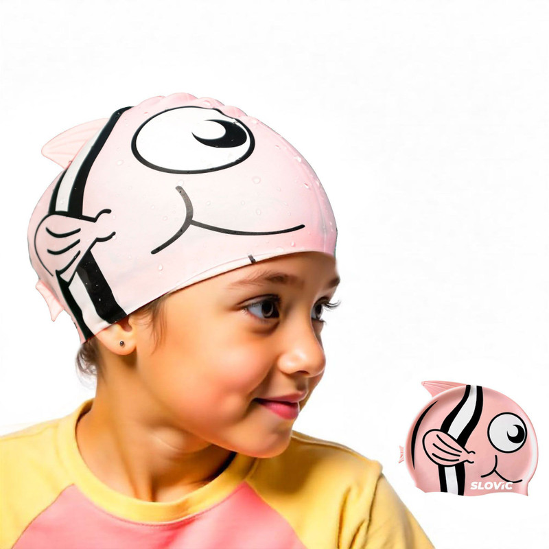 SLOVIC High Quality Silicone Swimming Cap For Girls & Boys| Swimming Cap(Pink, Pack of 1)