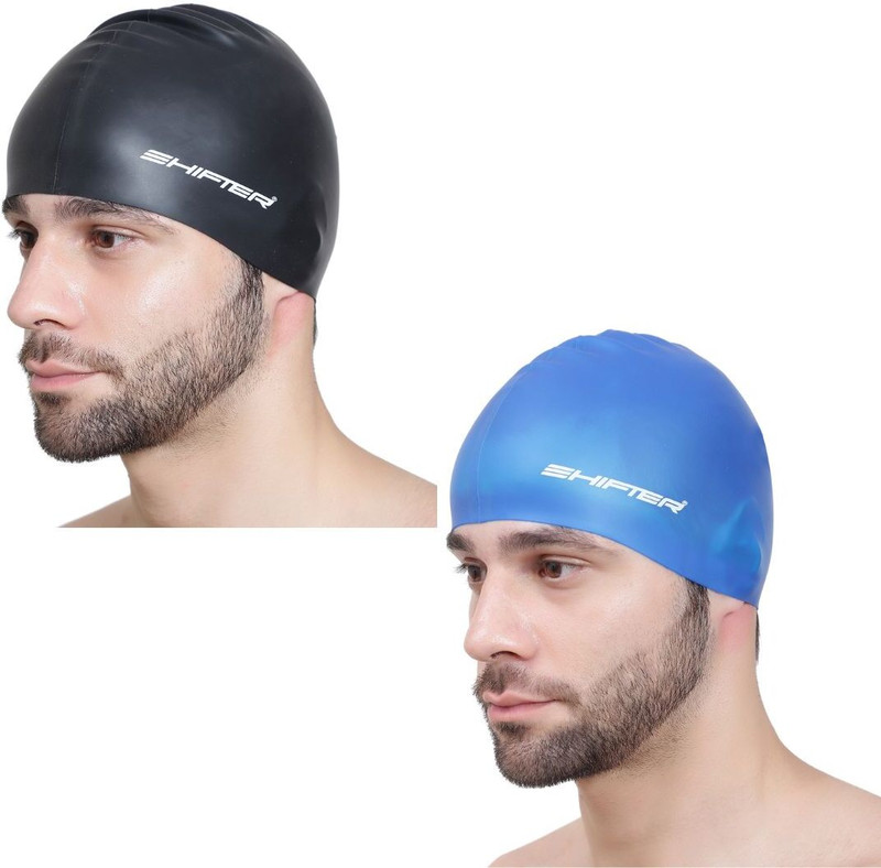 SHIFTER Swimming Cap For Men Women Silicone Anti Slip Skid Swimming Cap(Multicolor, Pack of 2)