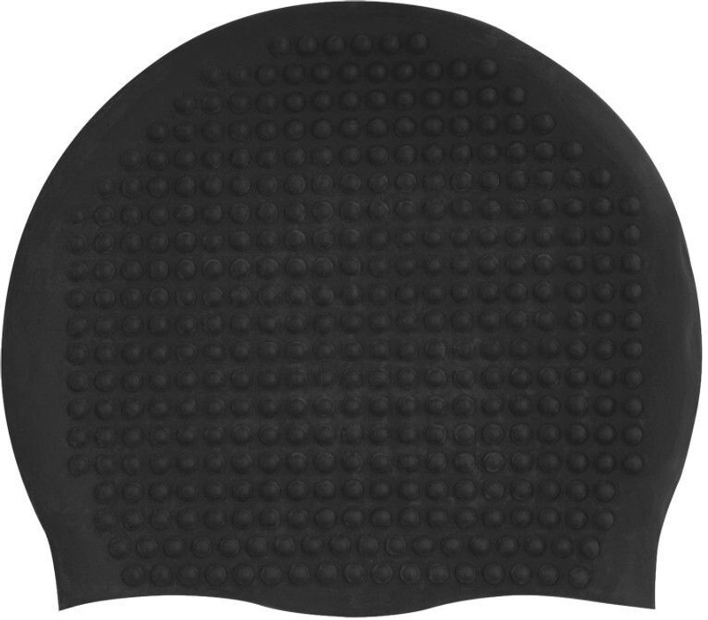 Ratnaram Bubbles Dot Swimming Cap Water caps Swimming Cap(Black, Pack of 1)