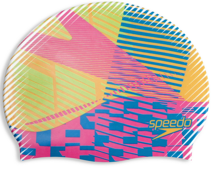 SPEEDO Digital Printed, Multicolor, Free Size, Swimming Cap(Pack of 1)