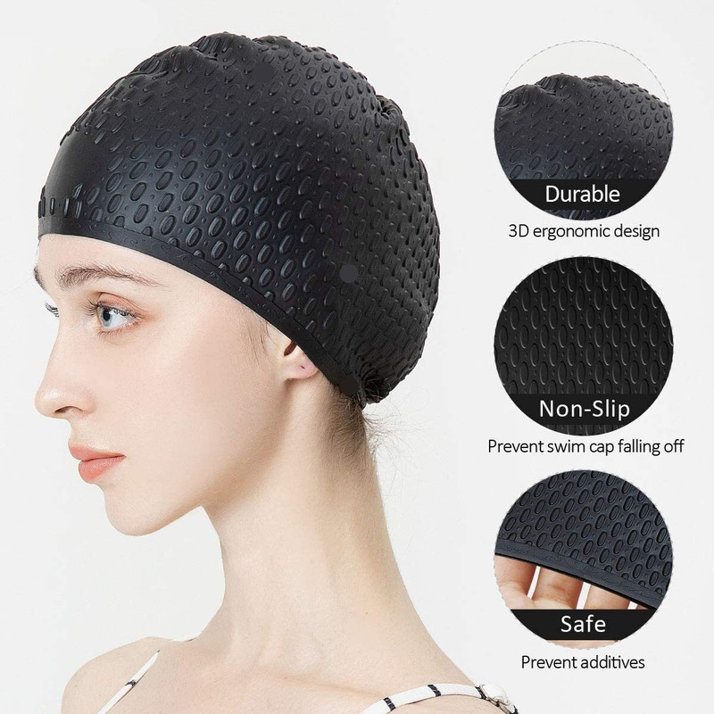 BUYLINO Unisex Swimming Cap black colour Swimming Cap(White, Pack of 1)