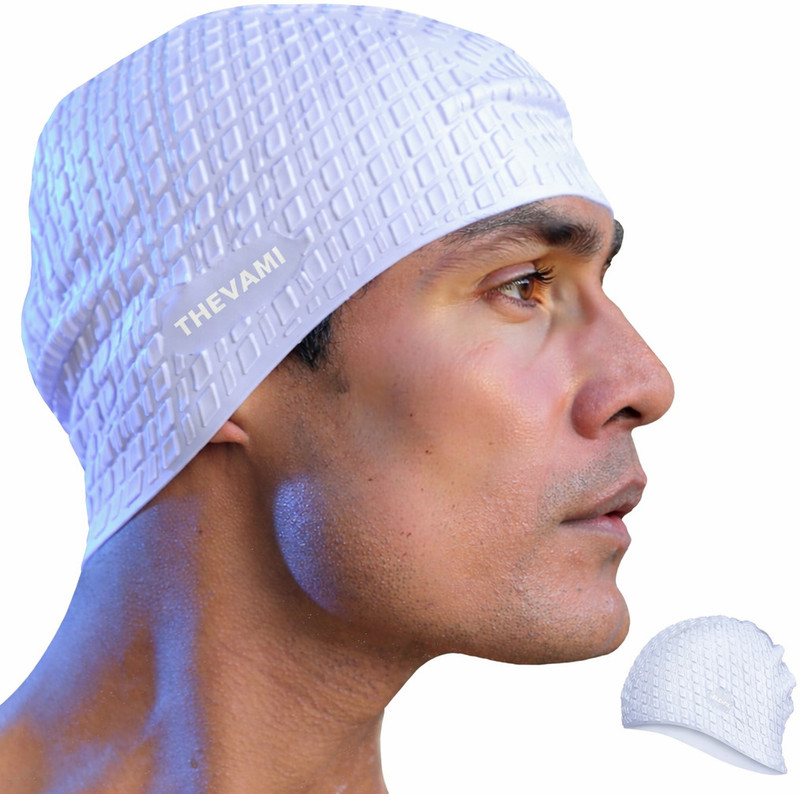 BUYLINO Swimming Cap Swimming Cap(White, Pack of 1)