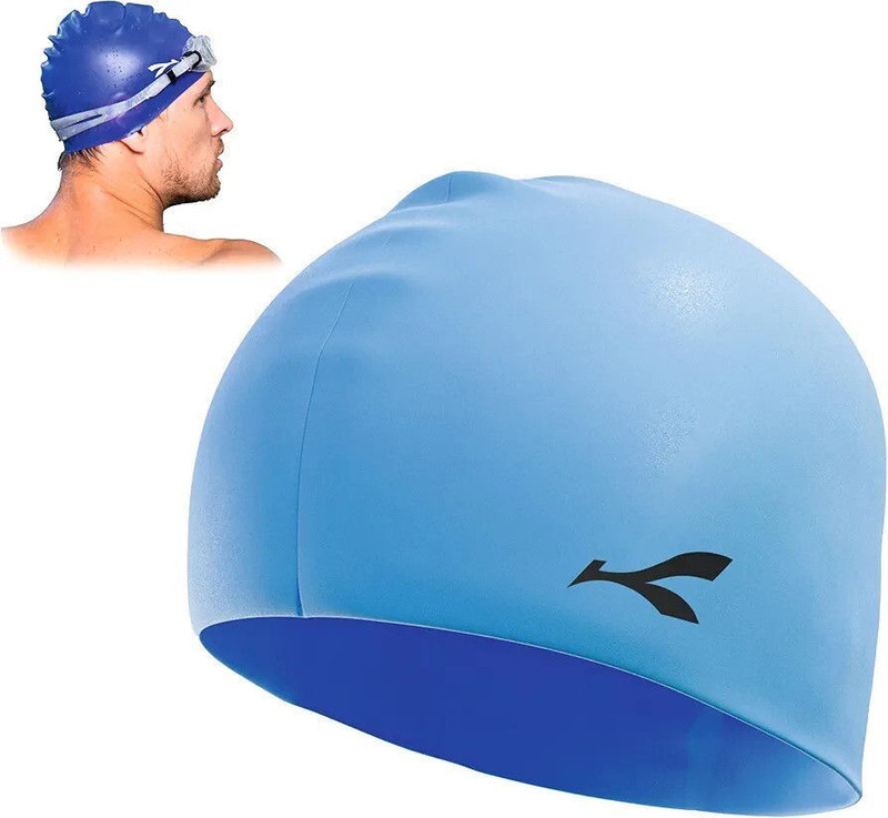 SSCollection Waterproof Silicone Swimming Cap Stretchable Quick-Dry Prevents Hair Pull Swimming Cap(Blue, Pack of 1)