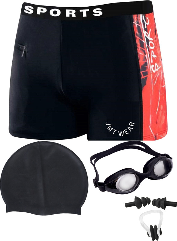 JMT Wear Men Swimming Costume | Shorts | Trunk, 1 Goggles, 1 Cap, 2 Earplug & 1 Nose Clip Printed Men Swimsuit