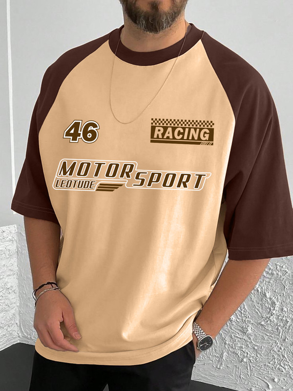 Leotude Printed Men Round Neck Beige T-Shirt