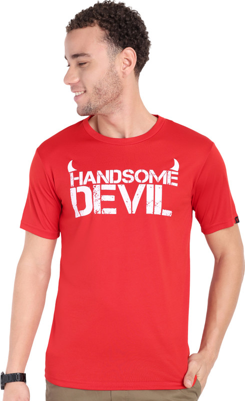 Go Devil Printed Men Round Neck Red T-Shirt