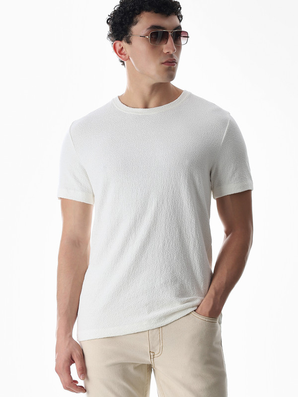 JACK & JONES Solid Men Round Neck White T-Shirt