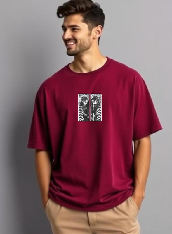 UrGear Printed Men Round Neck Maroon T-Shirt