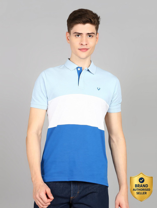 Allen Solly Colorblock Men Polo Neck White T-Shirt