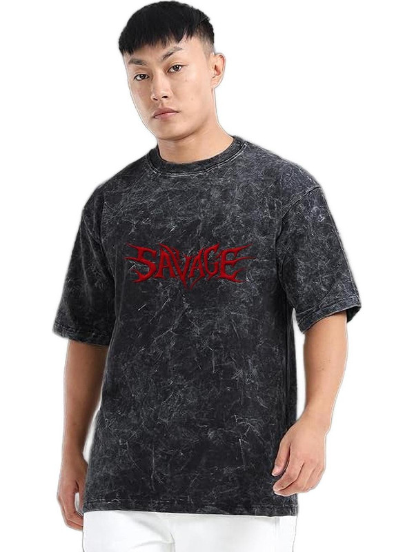 kaliraman Washed Couple Round Neck Black, Red T-Shirt