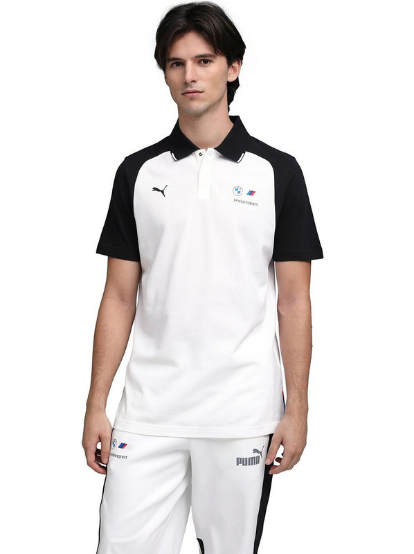 PUMA Colorblock Men Polo Neck White T-Shirt