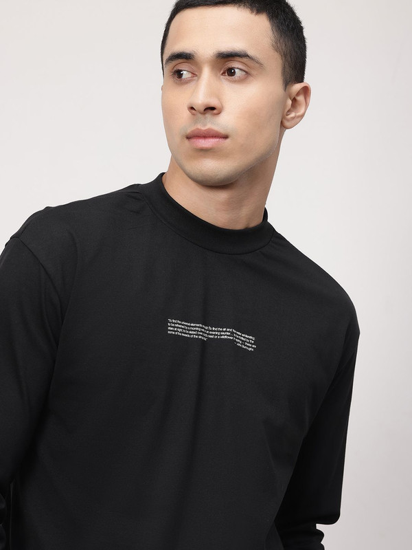 ether Printed Men Round Neck Black T-Shirt