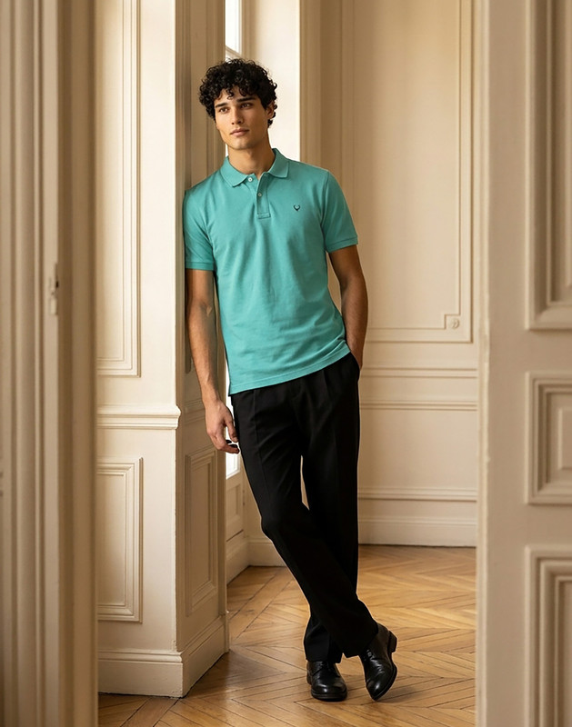 Allen Solly Solid Men Polo Neck Green T-Shirt