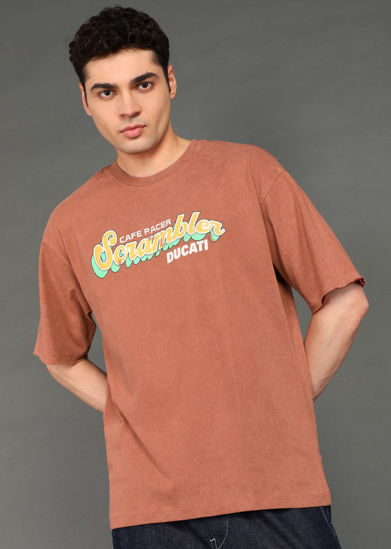 DUCATI Printed Men Crew Neck Brown T-Shirt