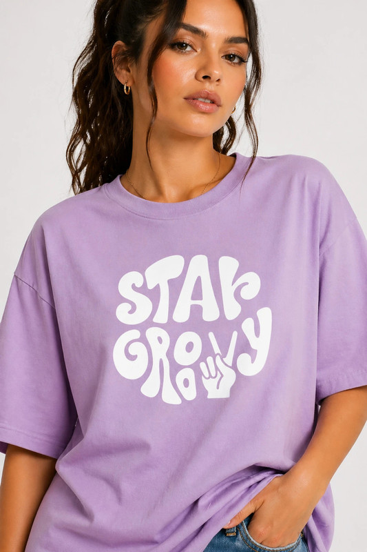 GeetaKashiStore Abstract Women Round Neck Reversible Purple T-Shirt