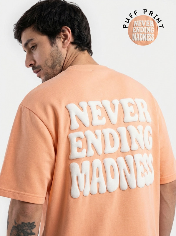 HEATHEX Printed Men Round Neck Orange T-Shirt