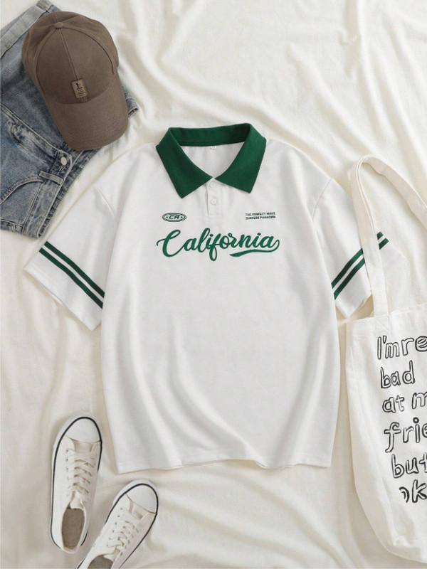 AVEJO Printed Men Polo Neck White T-Shirt