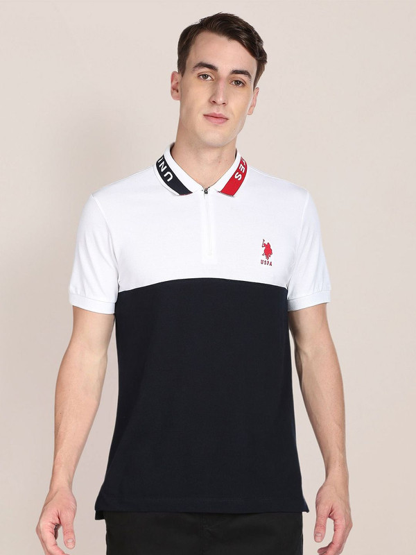 U.S. POLO ASSN. Solid Men Polo Neck White T-Shirt