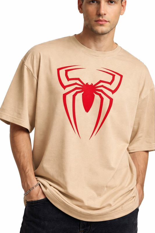 Snazzory Superhero Couple Round Neck Black, Red T-Shirt
