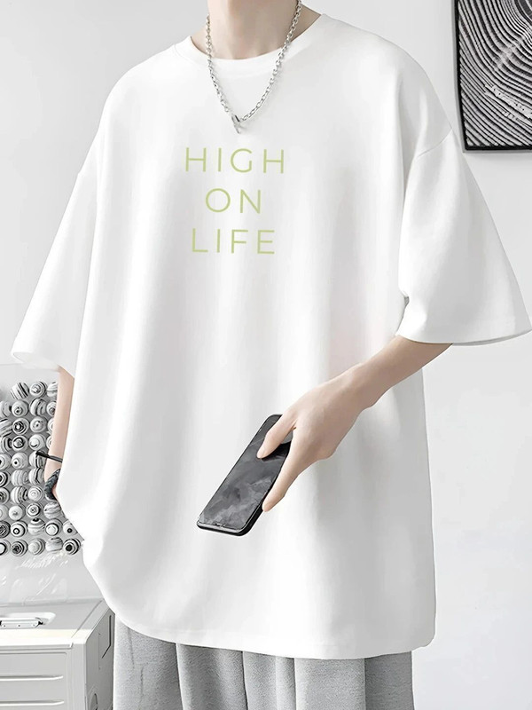 RIGO Typography Men Round Neck White T-Shirt