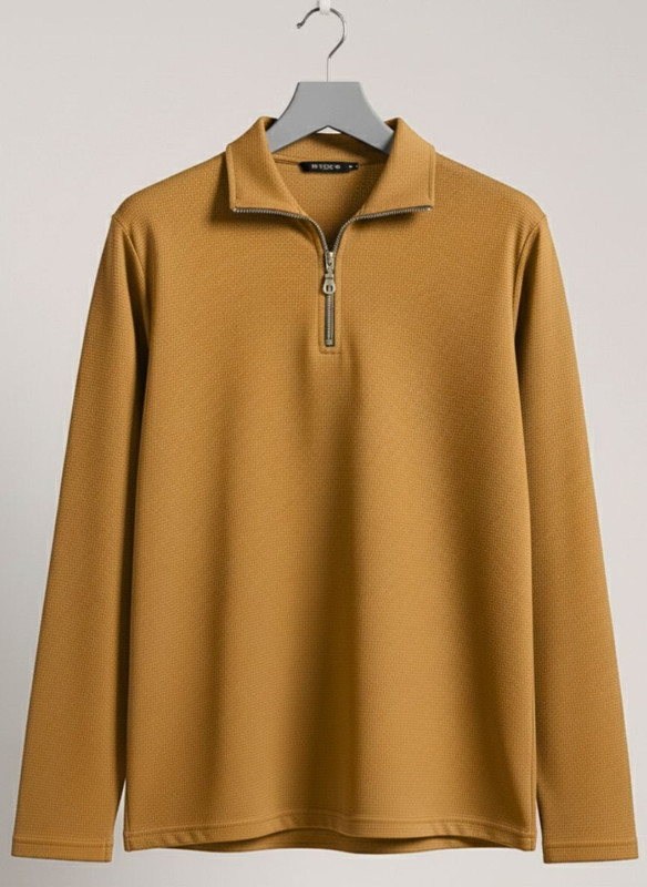 INDICLUB Self Design Men Polo Neck Brown T-Shirt