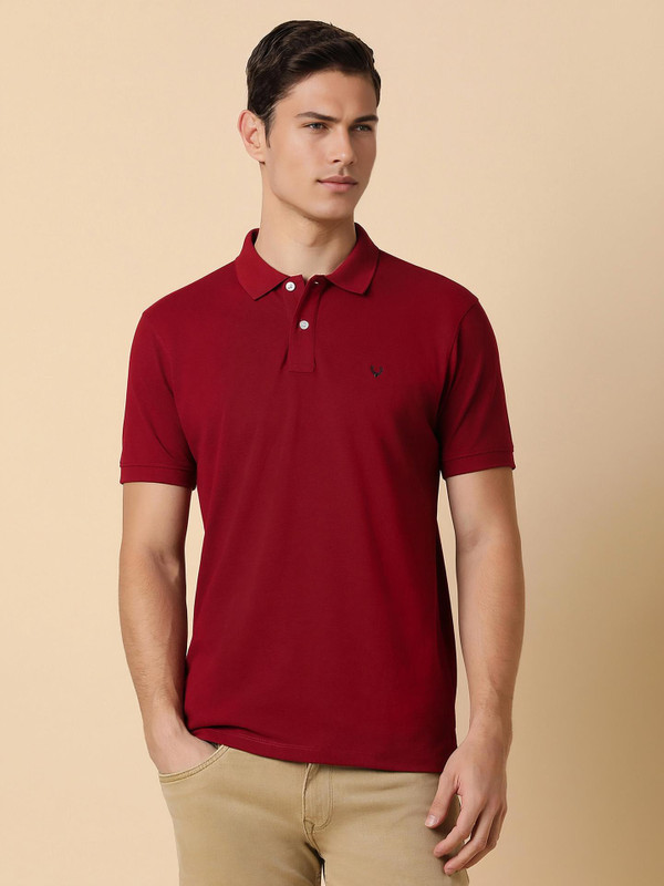 Allen Solly Solid Men Polo Neck Red T-Shirt