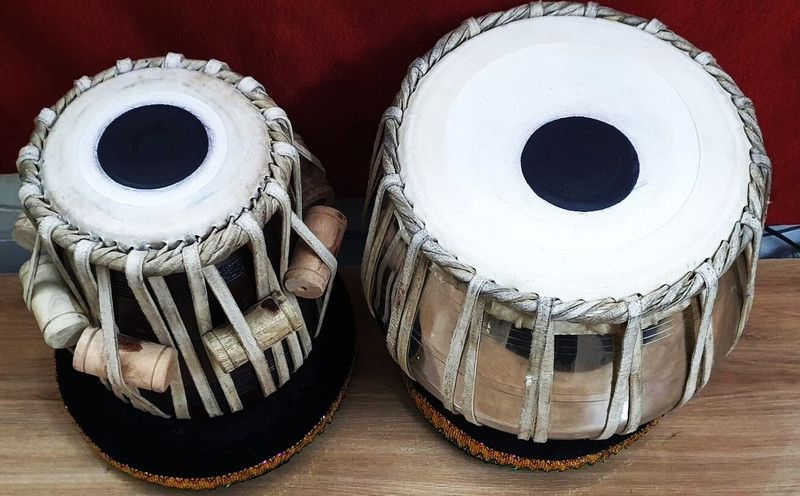 MAGA MART MM031 Professional Quality Steel Body Tabla Ring Pad +Hammer Free Cover Bag Tabla(Dayan - 13 cm, Bayan - 22 cm)